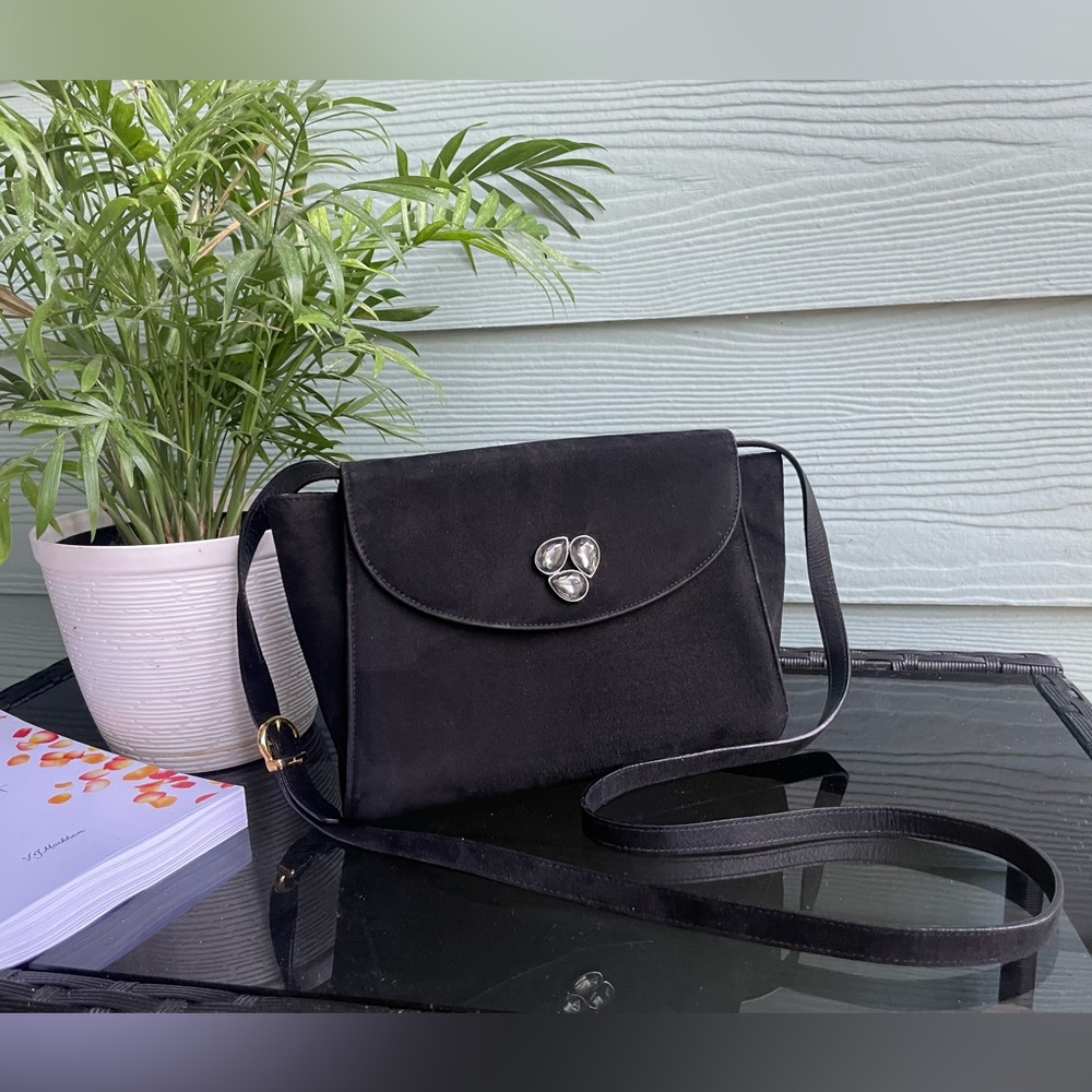 Salvatore Ferragamo Vintage Black Suede Handbag / Purse